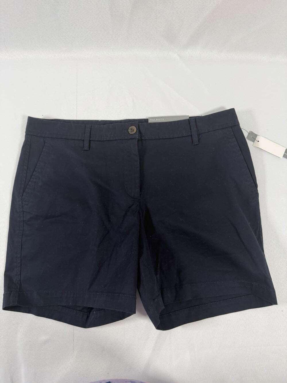 Talbots Girlfriend Chino Shorts Women’s 10P Navy Cotton Twill Pockets Flat Front